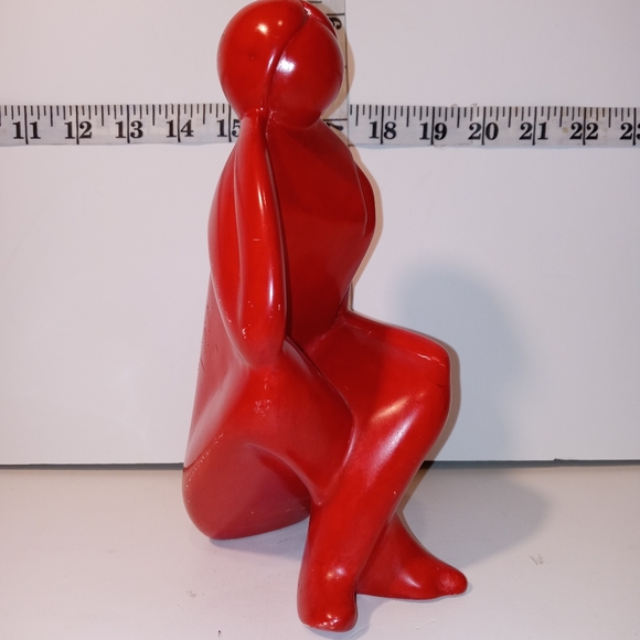 MCM Red abstract sculpture women sitting. - Picture 2 of 9